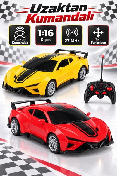İlknurtoys Uzaktan Kumandalı Model Yarış Arabası 1:16 Ölçek 27 MHz Tam Fonksiyon Yüksek Hızlı Kırmızı