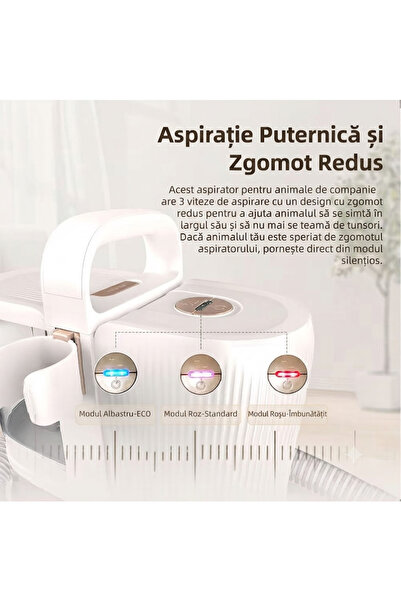 Rovotec Masina De Tuns Animale cu Aspirare 9 in 1 AllClean, Functie uscator, Caini, Pisici, Functie uscare, Aspirator animale si textile, 3 setari de aspirare