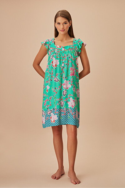 SUWEN Green Patterned Lareen Nightgown