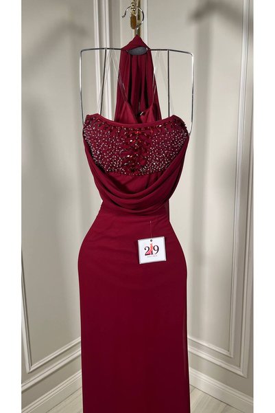 Boutique 219 فستان سهرة برغندي انيق