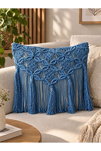 Blue Bohem Makrome Kırlent