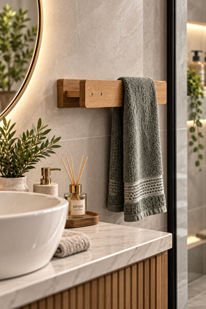 Evimzo Masif Ahşap Duvar Havluluk Banyo Mutfak Havlu Askısı Dekoratif Çok Amaçlı