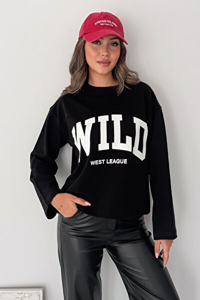 Noa&Noa سويت شيرت نسائي بأكمام طويلة وياقة دائرية وطباعة Wild