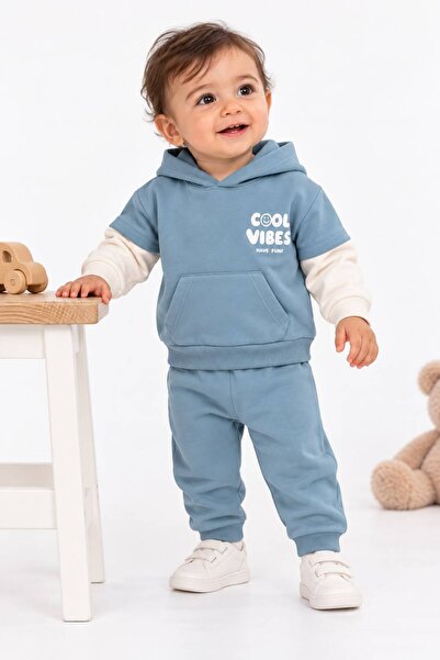İŞLERKİDS Erkek Çocuk 2'li Takım Kapüşonlu Sweatshirt Eşofman
