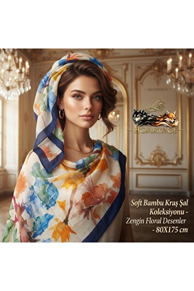 hoaryage مجموعة شالات بامبو سوفت كراش - أنماط زهرية غنية - 80x175 سم