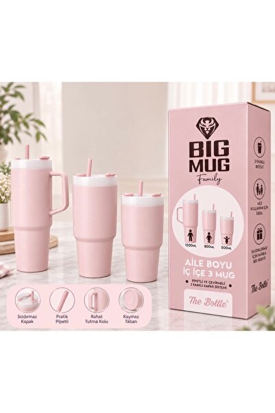 Genel Markalar Alie Boyu Big Mug Kulplu Pipetle Büyük Boy Suluk Matara