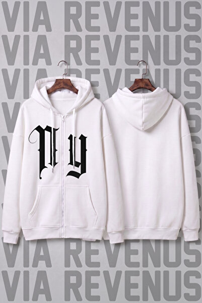 Vordevia Ny Printed Unisex Zippered Hooded Sweatshirt Cardigan