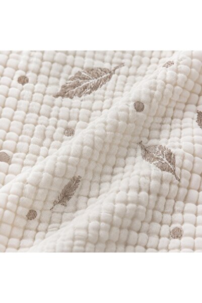 Pure Boutique Patura bebe reversibila din muselina 4 straturi, 100x110 cm, model cu pene, crem-bej
