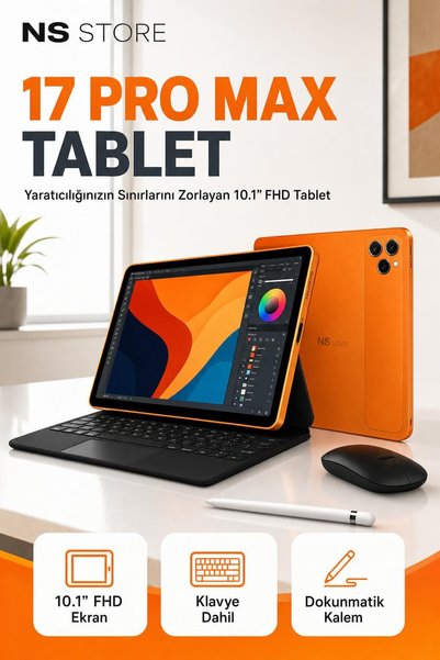 NS Store 10.1 inç FHD IPS Ekran Android Tablet 64 GB Hafıza 4 GB Ram Klavye M...