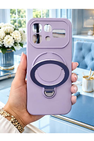 CaseTechnoo İnfinix Note 60 İle Uyumlu 360 Derece Dönebilen Kalın Metal Magsa...