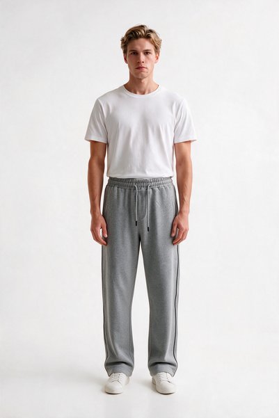 VESTRO بنطلون رياضي رجالي فضفاض باللون الرمادي مع جيوب جانبية بسحاب للشتاء