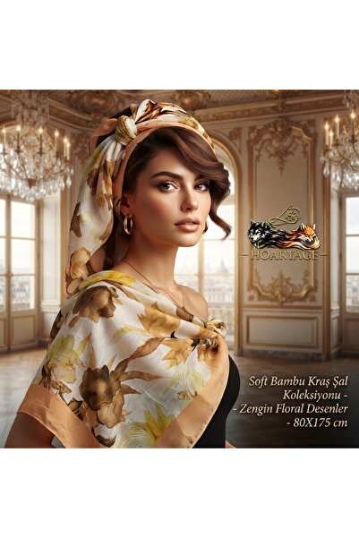 hoaryage Bambu Soft Kraş Shawl Collection - Rich Floral Patterns - 80X175 cm