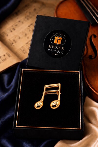 PULİNİN DÜKKANI Gold Renk Çift Nota Figürlü Müzik Temalı Broş – Şık Hediye Se...