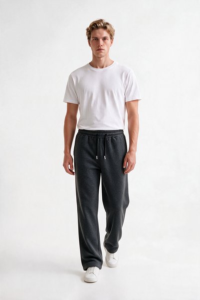 VESTRO Men's Baggy Loose Fit Smoked Sweatpants, 3-Thread Winter Style