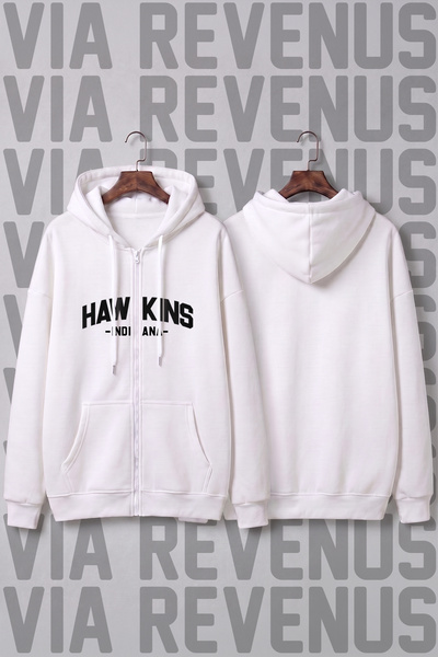 Vordevia Hawkins - Indiana Printed Unisex Zippered Hooded Sweatshirt Cardigan