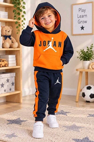 krm kerem bebe طقم بدلة رياضية للأولاد من القطن مع جيوب وغطاء للرأس، مناسب لر...