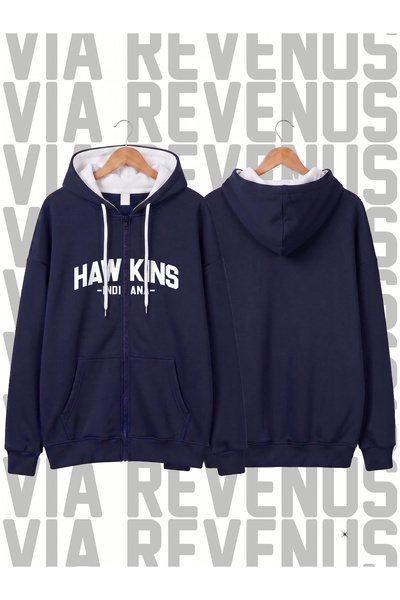 Vordevia Hawkins - Indiana Printed Unisex Zippered Hooded Sweatshirt Cardigan