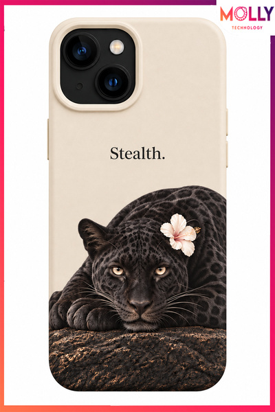 Molly iPhone 13/14 İçin Bej Sessiz Zarafet Desenli İçi Kadife Silikon Kılıf