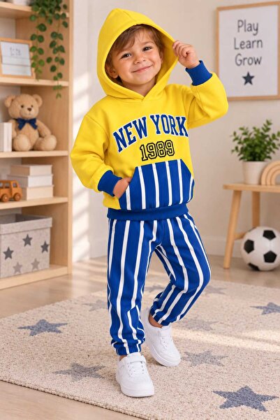 krm kerem bebe Hooded Boys' Seasonal Cotton Top and Bottom Children's Tracksu...