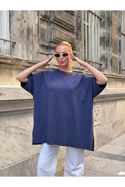 Şeker Portakalım T3390 Long Knit Sweater with Side Slits