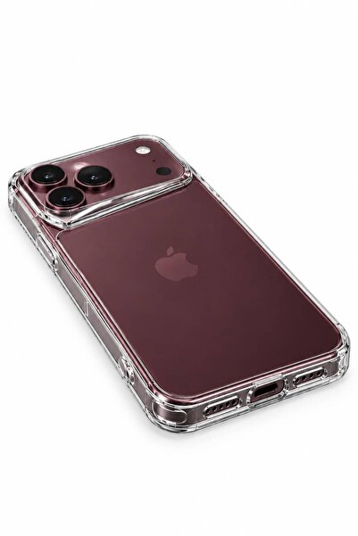 n noppax İphone 18 Pro Max Şeffaf Kalın Kenarlı Darbe Önleyici Kılıf