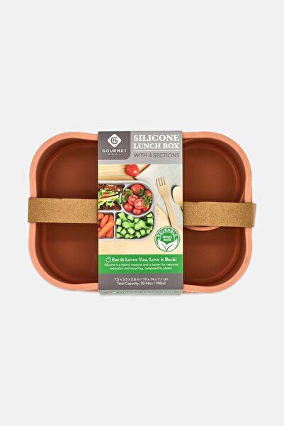 Gourmet 4 Compartment Silicone Lunch Box, Peach