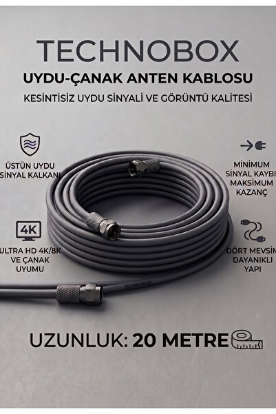 Genel Markalar 20 Metre 96 Telli Hazır F Konnektörlü Uydu Çanak Anten Kablosu...