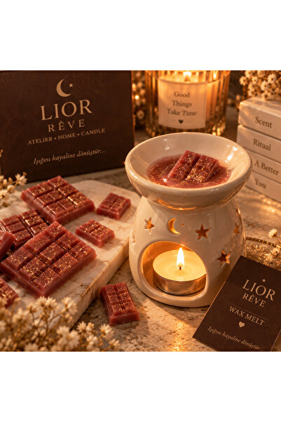 LIOR RÊVE Çikolata Görünümlü Gold Simli Wax Melt – Dekoratif Kokulu Buhurdanlık Mumu