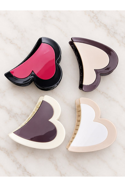 İnDerin Heart Model Large Size Hair Clip 1 Piece – 4 Color Options