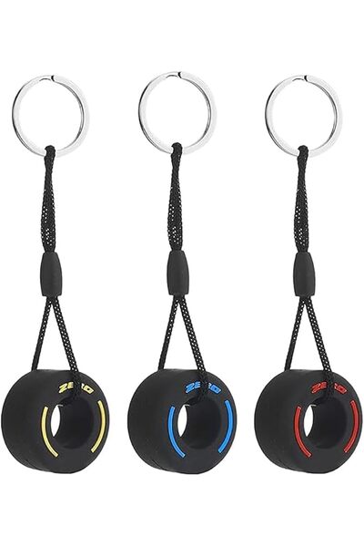 Bukela 3Pcs Racing Tire Keychain Pvc Soft Rubber Tire Key Chain Creative Tire...