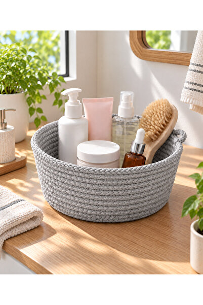 ÖRGÜM Jute Wicker Look Multi-Purpose Decorative Basket Bathroom Organizer Sto...