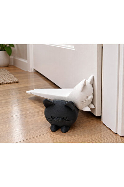 Figür Dünyası Miniş Oyuncaklar Kedi figür Kapı Stoper 2 'li Set | 3 d figür Ş...