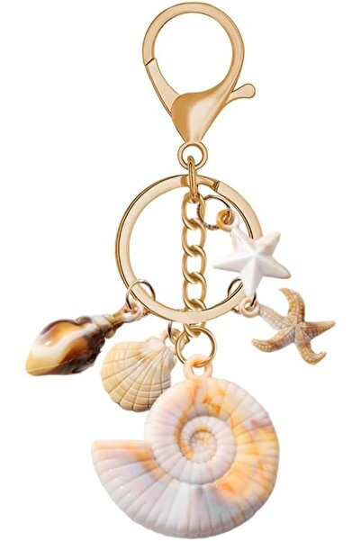 KASTWAVE Beach Seashell Keychain for Women and Girls, Gold Ocean Starfish Bag...