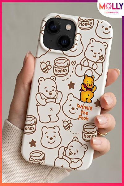 Molly iPhone 15 İçin Winnie The Pooh Ballı Günler Desenli İçi Kadife Silikon ...