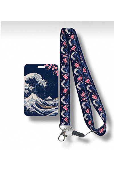 RoyalVance Dalga and Sakura Neck Strap Drawstring Sliding Card Holder Set