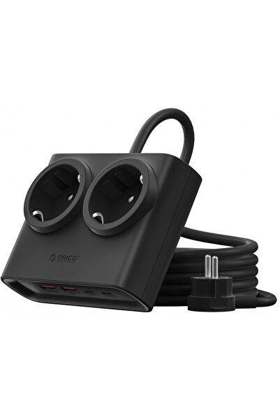Orico Πολύπριζο PDC25, 2 x Σούκο - 2 x USB-A - 2 x USB-C, Μαύρο