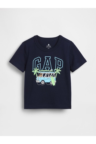 GAP Erkek Bebek Lacivert Grafik Logo T-Shirt