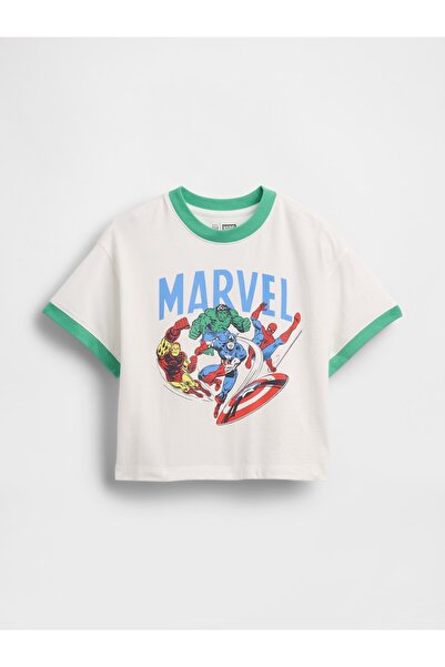 GAP Erkek Bebek Beyaz Marvel Oversized Grafik Baskılı T-Shirt