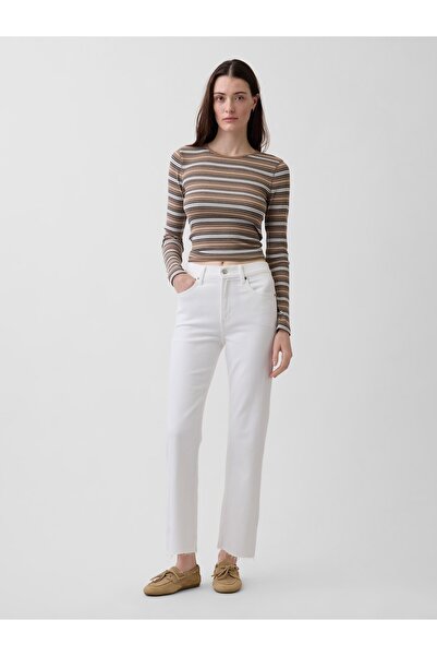 GAP Kadın Beyaz High Rise ’90s Slim Straight Crop Jean Pantolon