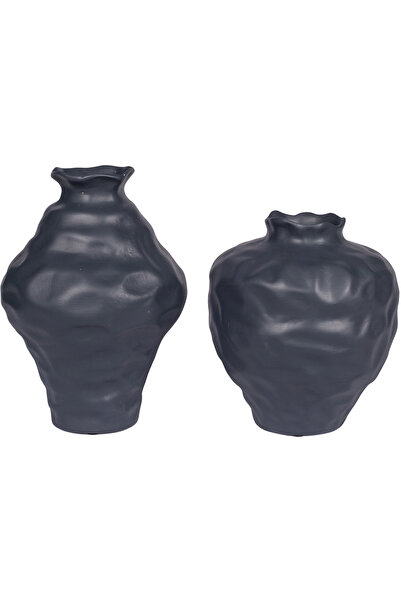 Herdekora Vază decorativă din ceramică Sümela set de 2 bucăți Antracit