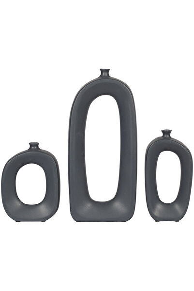 Herdekora Decorative Ceramic Vase Family Set of 3 Anthracite