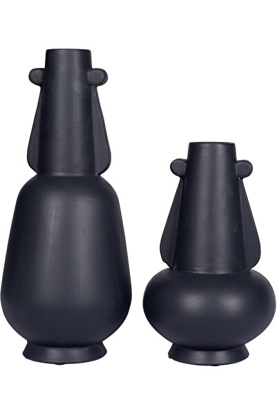 Herdekora Vază decorativă din ceramică Asur Set de 2 Antracit