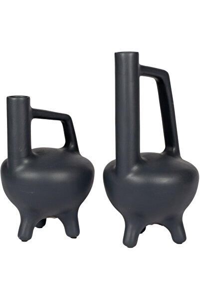 Herdekora Vază decorativă din ceramică Angora Test Set de 2 bucăți Antracit