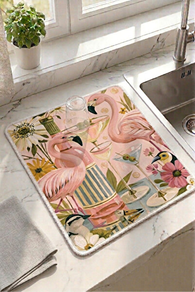 Dijital Baskı Bulaşık Kurutma Matı Bulaşık Kurutma Örtüsü Tezgah Üstü Bulaşıklık Mutfak Dekor 40x50 cm