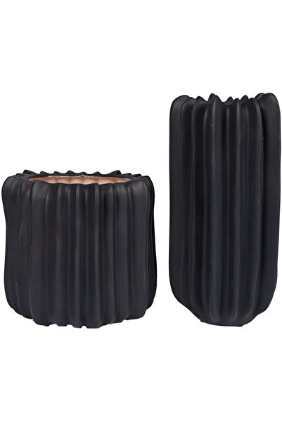 Herdekora Vază decorativă din ceramică Kona Set de 2 Antracit