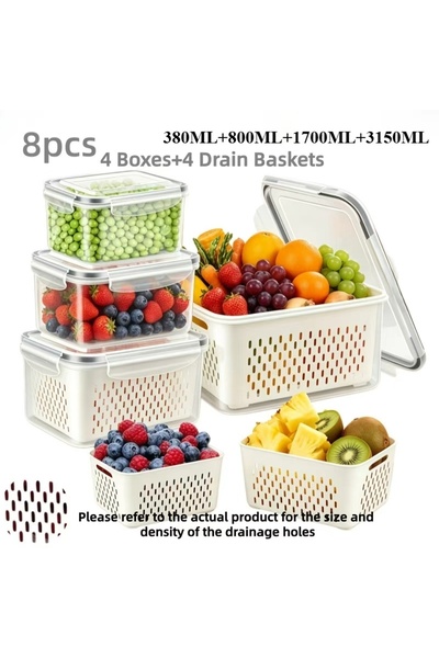 Choice hui-8 6pcs/set Large Capacity Fruit Storage Containers for Fridge with...