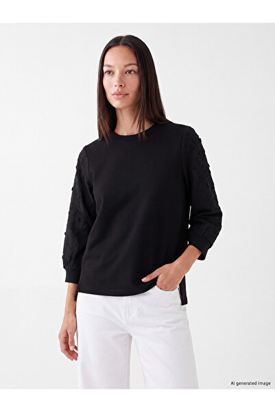 LC Waikiki Peak New Season Black Embroidered Soft Touch Blouse