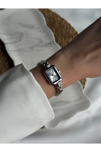 Lillianna Kadın Silver Kol Saati Dikdörtgen Kasa Quartz Vintage Zarif Saat