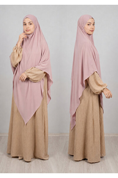 AHRAR tesettür Full Size Triangle Sandy Souffle Khimar Hijab Scarf Powder