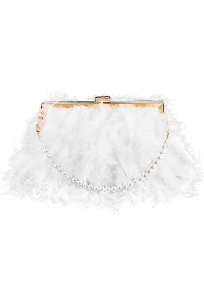 TERRIFI Feather Clutch Purse for Women, Elegant Faux Fur Evening Bag with Glo...